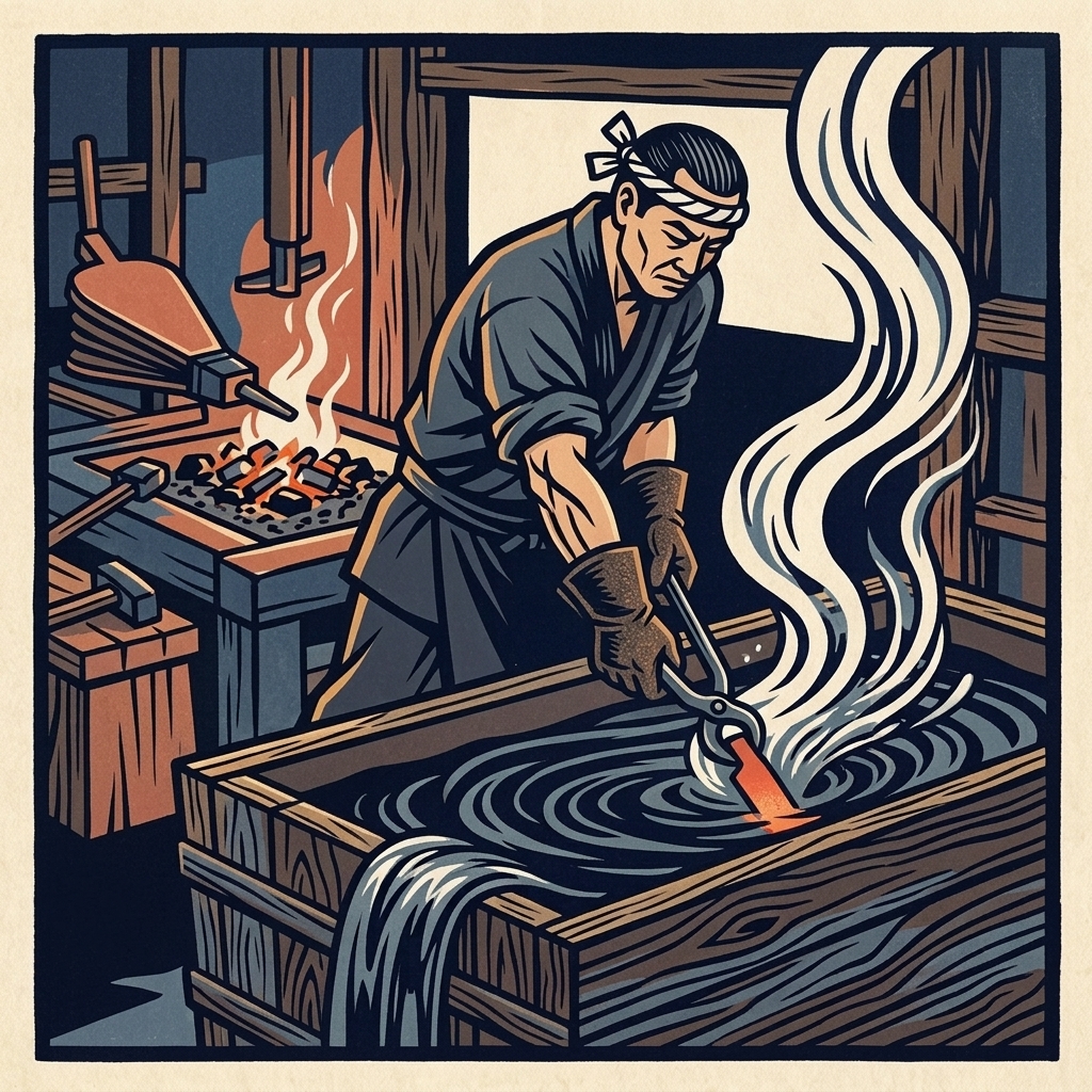 4. Doro-nuri & Yaki-ire (Clay-Coated Water Quenching)